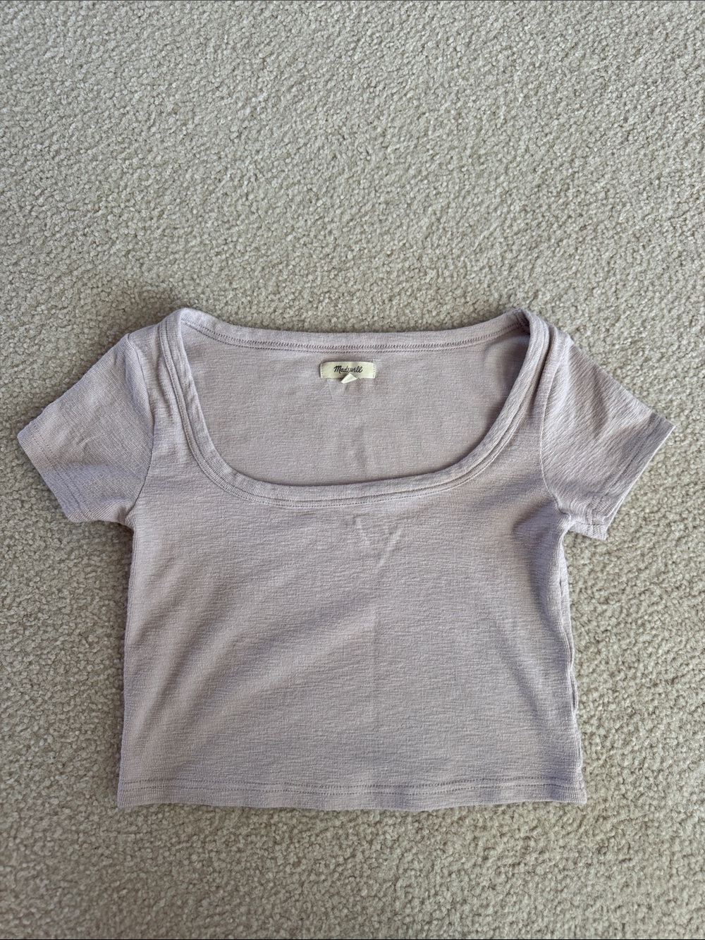 Madewell Short Sleeve Scoop Crop Top - Light Lavender